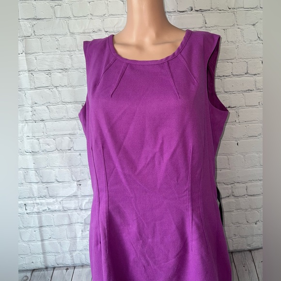 BRAND NEW Worthington Dark Purple Sleeveless Dress with Belt Buckle size 16 - Picture 2 of 14